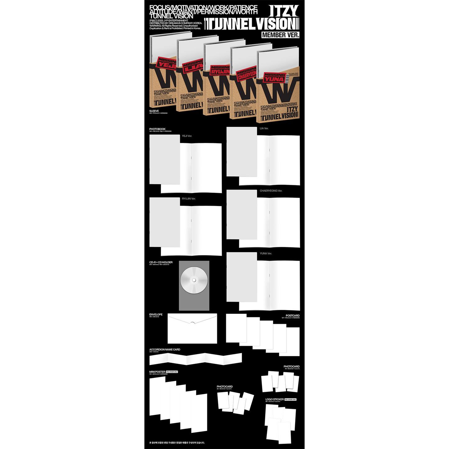 ITZY 11th Mini Album『TUNNEL VISION』Member Ver. 5バージョンセット