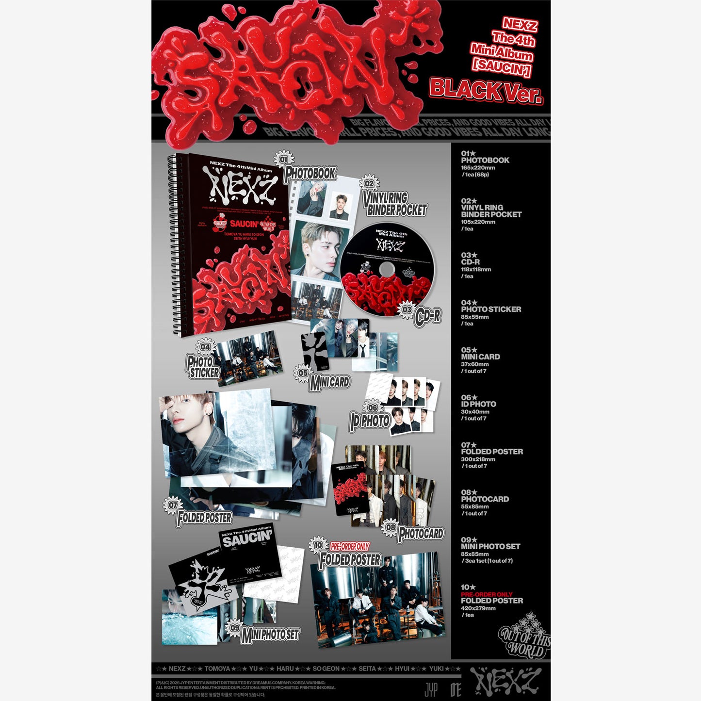 NEXZ The 4th Mini Album 『SAUCIN’』[BLACK ver. / YELLOW ver.] Random 2 versions